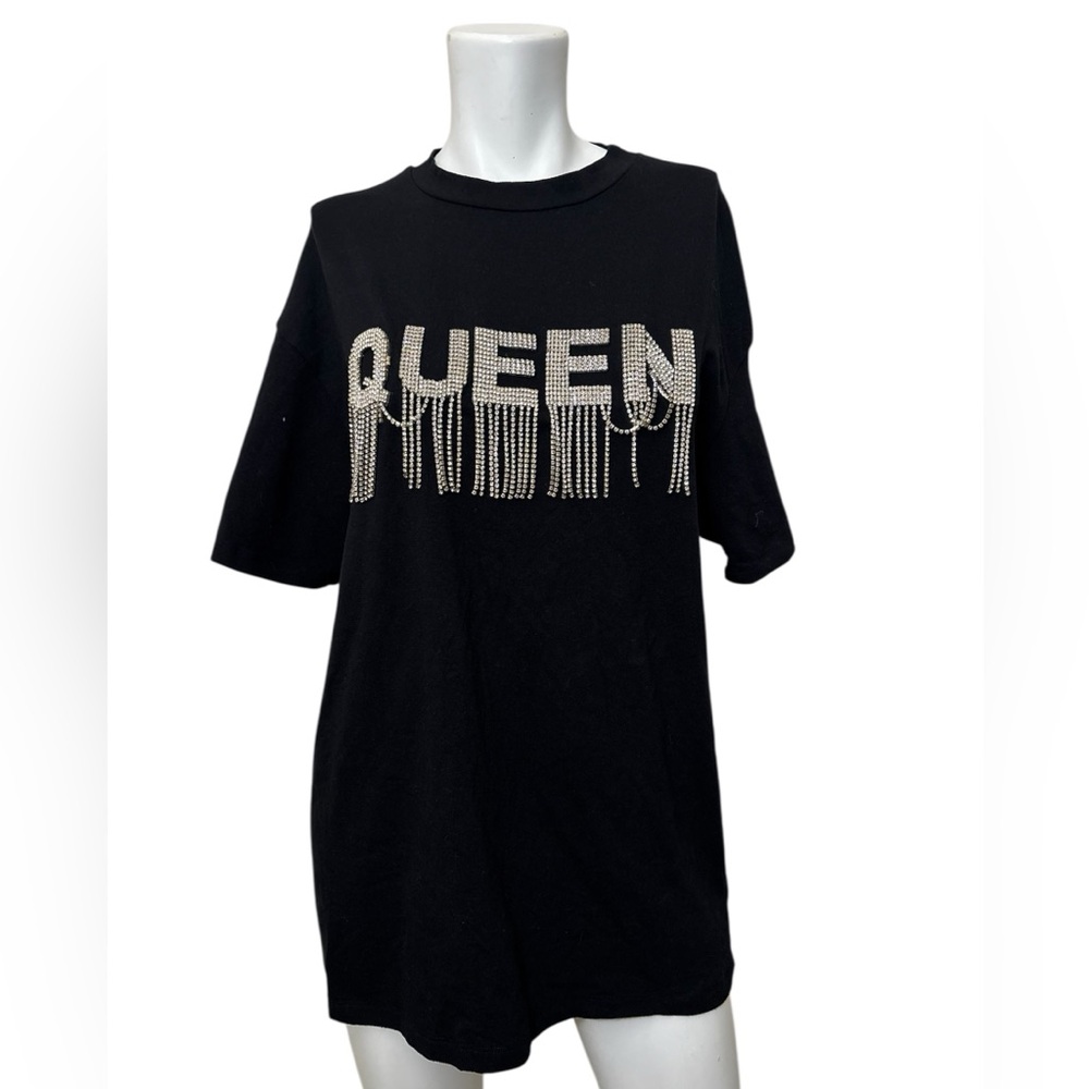 Fashion Nova Black Queen Rhinestone Tee View 4